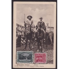 CHILE ANTIGUA TARJETA POSTAL COSTUMBRES CHILENAS ARRIEROS A CABALLO